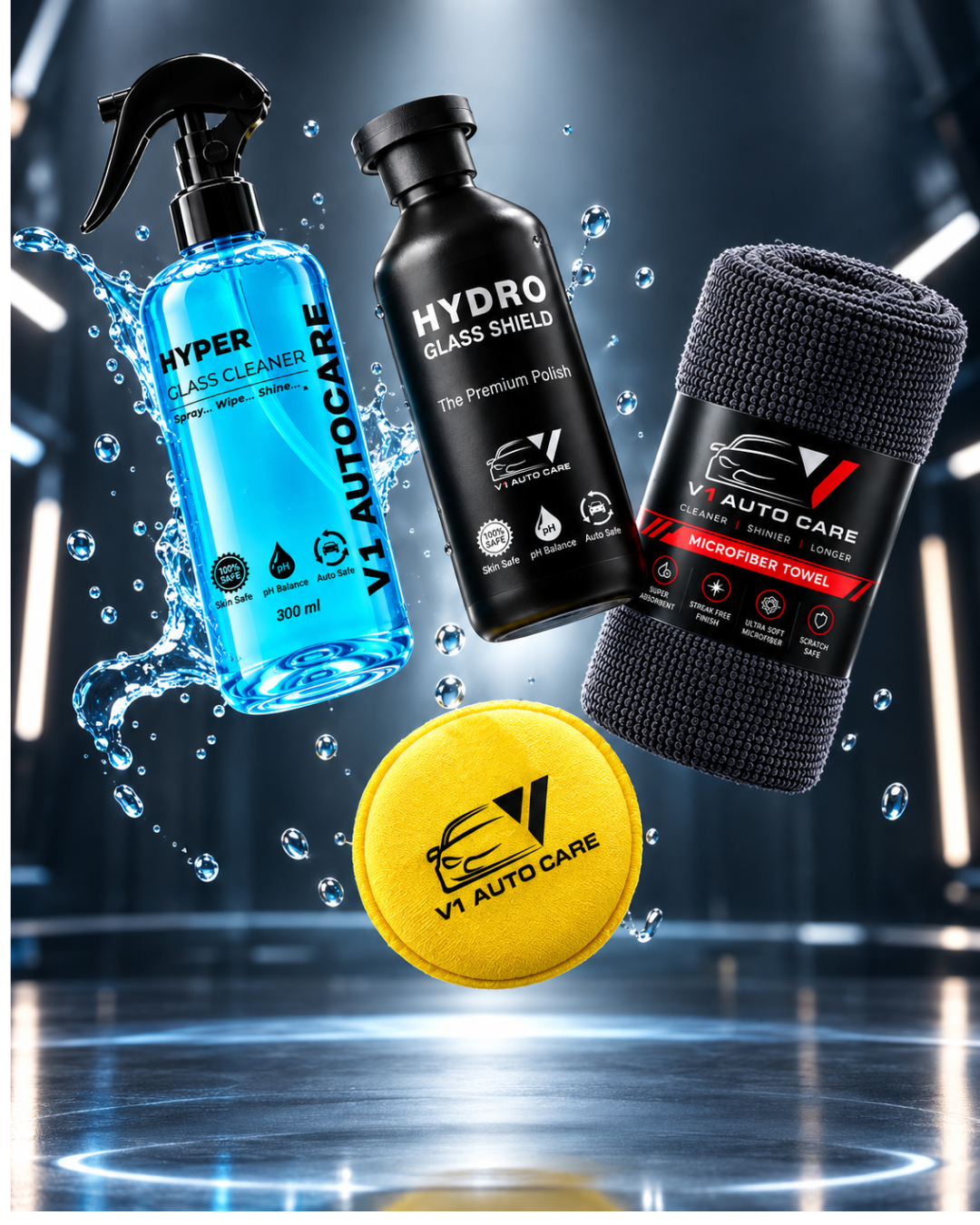4-in-1 Car Glass Care Kit – Clean, Polish & Shine
